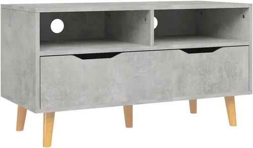 Vista 3 de Modern Concrete Grey TV Stand Media Console with Spacious Shelves and Drawer for Living Room Entertainment Center Storage Unit