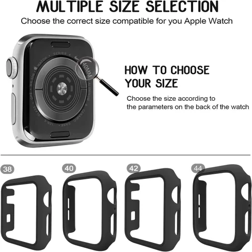 Vista 2 de Paquete de 3 fundas compatibles con Apple Watch de 1.732 pulgadas Series 6/5/4/SE, carcasa rígida de PC parachoques marco