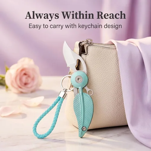 Vista 4 de Cuchillos de Bolsillo y Cuchillos Plegables, Mini Cuchillo de Bolsillo para Mujeres, Cuchillo de Bolsillo Pequeño, Cuchillo EDC con Cadena