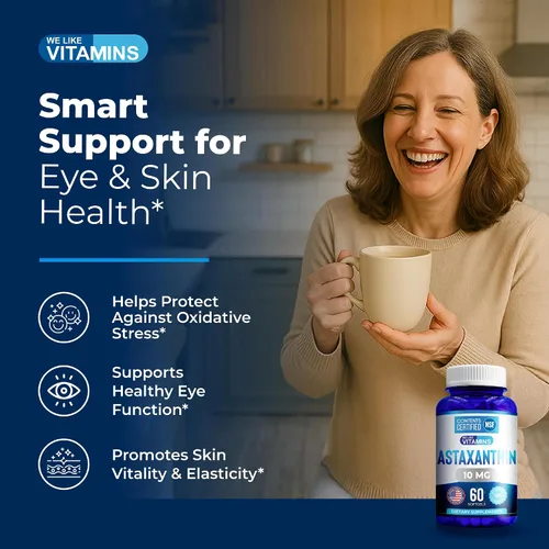 Vista 6 de We Like Vitamins Astaxantina 10 mg Softgel – Suplementos de astaxantina altamente potentes de Haematococcus Pluvialis – Mejora los ojos