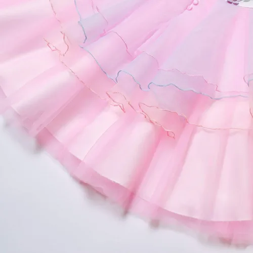 Vista 6 de QPANCY Vestidos de unicornio para niñas, trajes de concurso de princesa, diadema y ala a juego