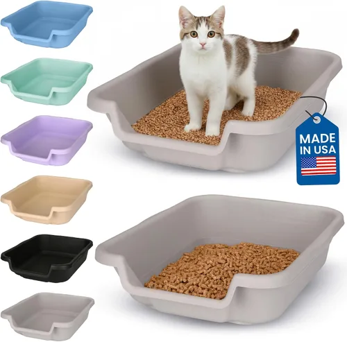 Vista 39 de KittyGoHere - Caja de arena para gatos mayores, sartén pequeña con cuchara jumbo de mango largo, caja de arena para gatos de entrada baja, ligera