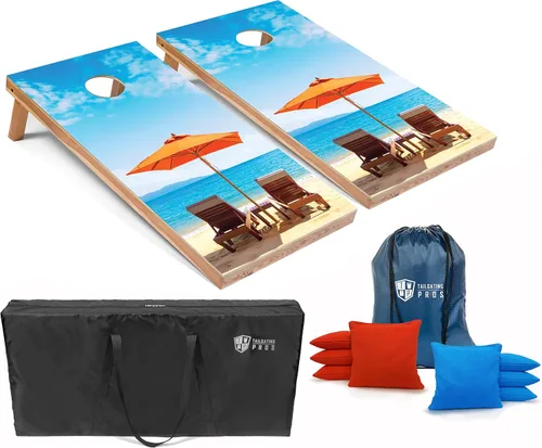 Vista 17 de Tailgating Pros Cornhole Board Set w/Bean Bags and Carrying Case - 4'x2' Corn Hole Toss - Tournament and Lightweight Options - Optional LED Lights