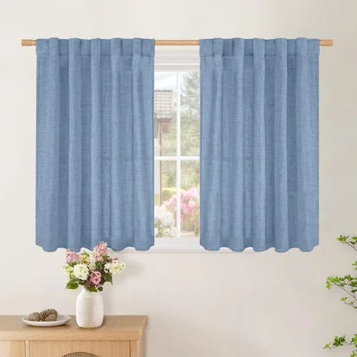 Vista 61 de BGment Cortinas cortas de lino marfil de 36 pulgadas de largo para ventanas de cocina, pequeñas cortinas texturizadas rústicas para café sobre
