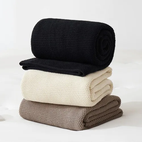 Vista 6 de Longhui bedding - Manta de punto trenzado de algodón negro para sofá, silla, cama, decoración del hogar, 2.5 libras, 50 x 60 pulgadas, ligera