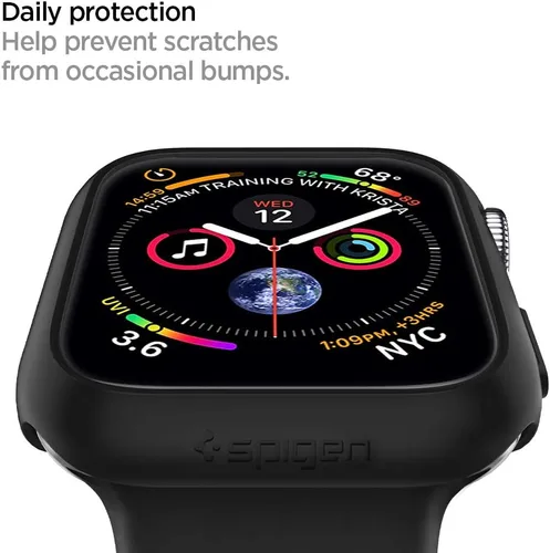 Vista 7 de Spigen Thin Fit - Funda diseñada para Apple Watch de 44 mm para Series SE3/SE2/6/SE/5/4 - Negro