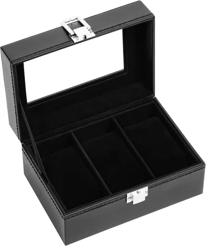 Vista 18 de Uten 12-Slot Watch Box, 2-Layers PU Leather Watch Case with Lock Negro