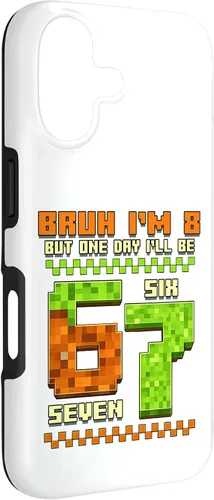 Vista 3 de Bruh I'm 8 But One-Day I'll Be 67 Retro 8th Birthday Kids Case for iPhone 17