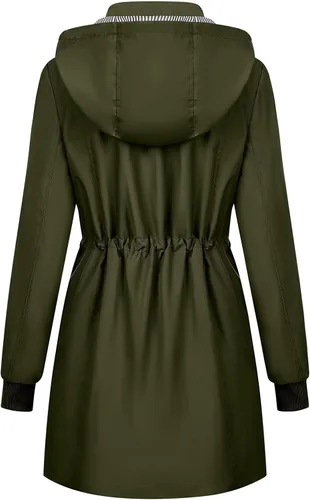 Vista 2 de PITINAN Chubasqueros para mujer, impermeables, con capucha, ligeros, cortavientos, gabardina para exteriores
