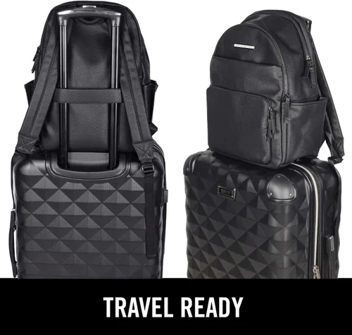 Vista 7 de Kenneth Cole REACTION Marley Mochila Tote de Cuero Vegano Pebble y Taupe, Negro