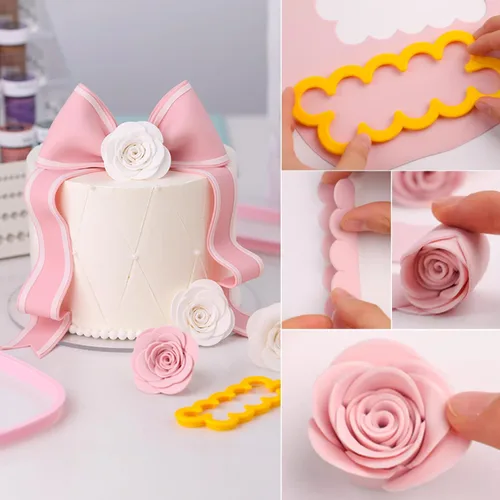 Vista 3 de KALAIEN 3 piezas El clavel más fácil de todos los tiempos cortador de pastel de flores galletas Sugarcraft Fondant decoración émbolo cortador molde