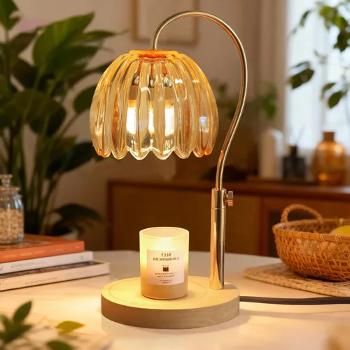 Vista 6 de Lámpara calentadora de velas TUOTGOYEZ con temporizador y regulador, lámpara calentadora de velas eléctrica con 2 bombillas para velas perfumadas