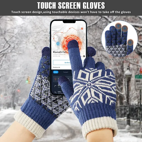 Vista 4 de SATINIOR 4 pares de guantes de invierno para pantalla táctil, guantes cálidos con forro de lana, guantes térmicos con goma antideslizante