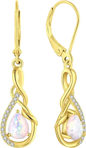 Vista 16 de Starchenie Infinity Dangle Drop Earrings for Women 925 Sterling Silver Leverback Earrings Birthstone Jewelry 01-ene-naranja rojo