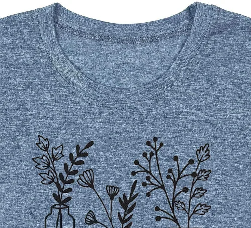 Vista 3 de Book Lovers - Camiseta de manga corta para mujer con diseño de flores silvestres, linda camiseta de manga corta para amante de los libros