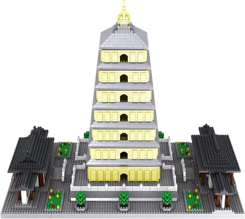Vista 2 de JOMIOD Chinese Architecture - Juego de bloques de construcción de 4925 piezas de bloques de construcción de pagoda de ganso salvaje, arquitectura