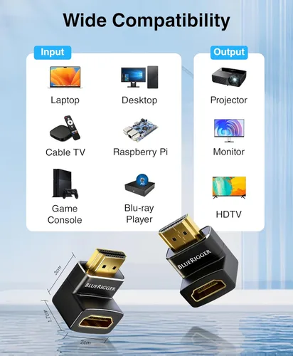 Vista 5 de BlueRigger Adaptador HDMI de 90 grados
