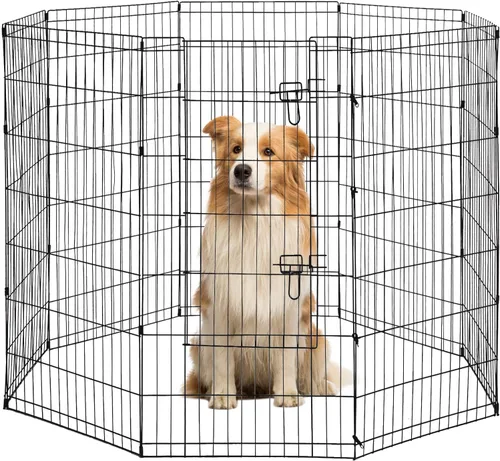 Vista 9 de BestPet - Corralito plegable de metal para perros, para interiores y exteriores, 8 paneles de 24 pulgadas