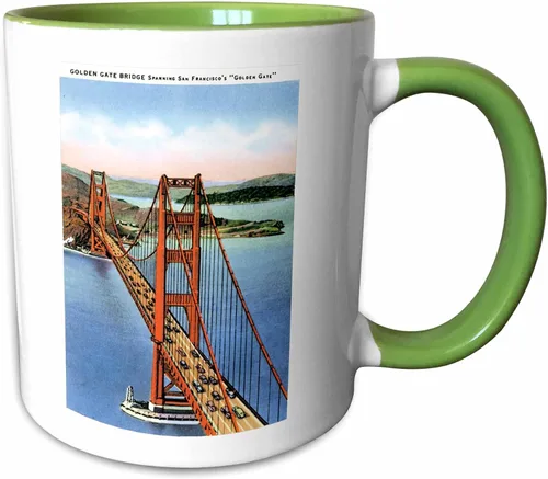 Vista 18 de 3dRose Bridge Spanning San Francisco's Golden Gate - Taza de dos tonos, 11 onzas, color negro
