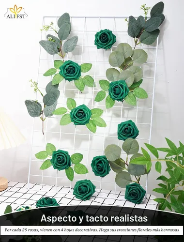 Vista 5 de 25 piezas Flores Artificiales, Rosas de Espuma Artificiales de Tacto Real Decoración Bricolaje para Boda Dama de Honor Ramo Nupcial Centros de Mesa