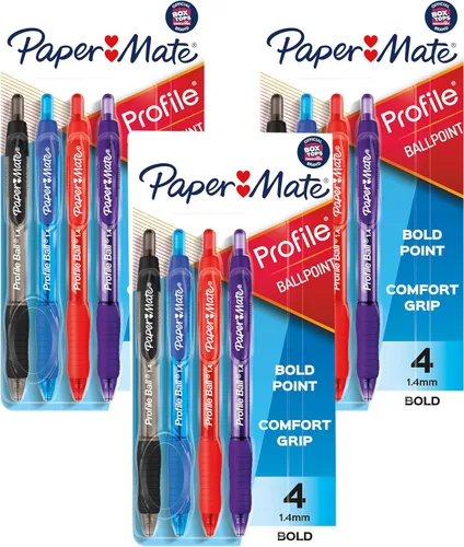 Vista 10 de Paper Mate Profile - Bolígrafos retráctiles, negrita (0.069 pulgadas), negro, 2