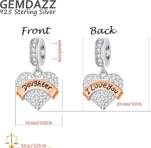 Vista 2 de GEMDAZZ Abalorio de plata de ley 925 para madre, padre, hija, hijo, hermana, nana, esposa, marido, abuela, amiga, madrina, hija, ahijada, cuentas