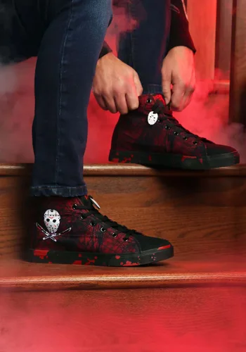 Vista 2 de Viernes 13th Jason High Top Tenis para adultos, Rojo