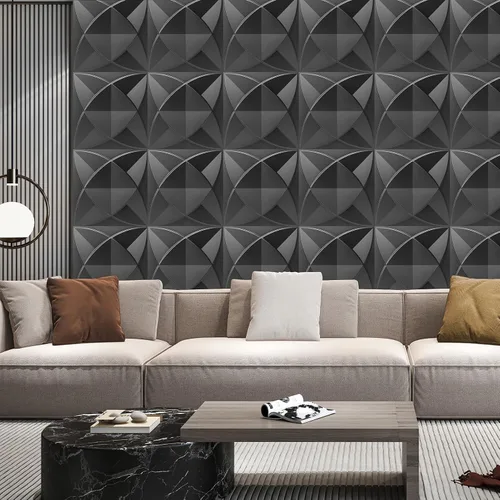 Vista 6 de Art3d Paneles decorativos texturizados de PVC 3D para decoración de paredes interiores en sala de estar, dormitorio en negro, paquete de 33
