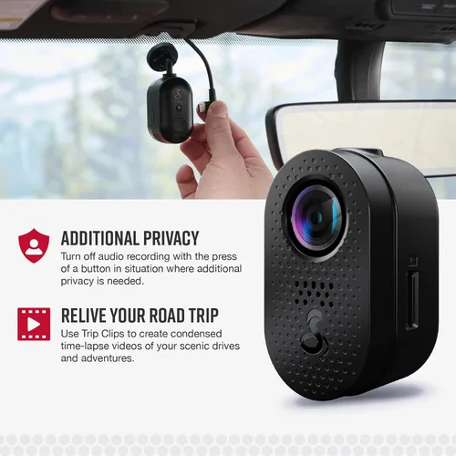 Vista 4 de Cobra Discreet Dash Cam (SC120) - Resolución de video QHD 1440P, WiFi integrado, visión nocturna, grabación continua, diseño compacto, tarjeta SD