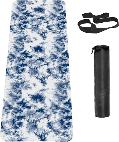 Vista 14 de Tapete de yoga antideslizante TPE, tapete de entrenamiento para hombres y mujeres, tapete de entrenamiento grueso con correa de transporte, tapetes