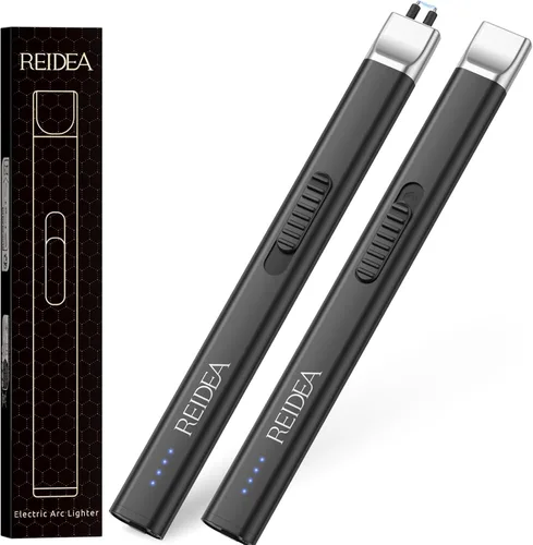 Vista 9 de REIDEA Encendedor eléctrico de regalo para los amantes de las velas, resistente al viento, sin llama, recargable por USB, encendedor retráctil