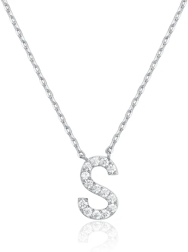 Vista 120 de PAVOI 14K White Gold Plated Cubic Zirconia Initial Necklace Letter Dainty Necklaces for Women