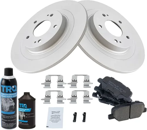 Vista 3 de TRQ Kit de pastillas de freno trasero y rotor, kit químico de freno, pastillas de freno Rotor de freno Cerámica Premium G-Coated Compatible