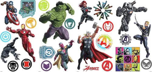 Vista 2 de RoomMates Marvel Classic Avengers - Calcomanías de pared para despegar y pegar, RMK4289SCS