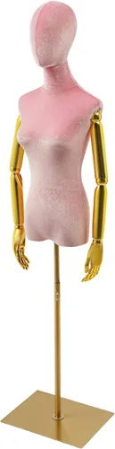 Vista 12 de Vestido de maniquí femenino con forma de torso, cuerpo de maniquí de costura ajustable de 63 a 81 pulgadas con soporte de metal y cabeza