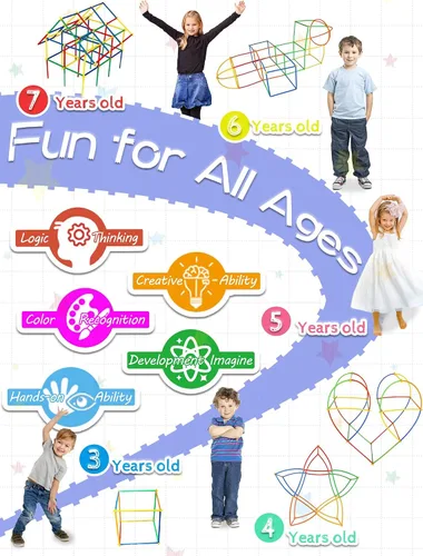 Vista 3 de 600 juguetes de construcción STEM, juguetes de constructor de paja, juegos de construcción de ingeniería de grado superior para niños, desarrolla