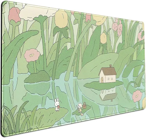 Vista 23 de Linda Alfombrilla de Escritorio de Anime Kawaii, Alfombrilla de Escritorio XXL de Estética Urbana de Anime, Dibujo Lo-fi Japonés/Coreano, Linda