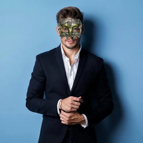 Vista 2 de Máscara de mascarada, máscara de plástico griego romano para fiesta de Halloween