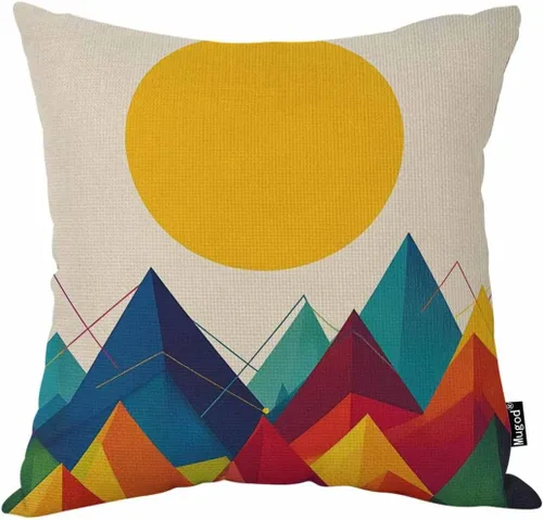 Vista 8 de Mugod Almohada con patrón hexagonal, diseño geométrico, enrejado, polígono, verde lima y blanco, algodón y lino, funda de cojín cuadrada estándar