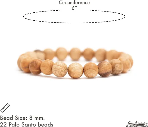 Vista 2 de Luna Sundara Pulsera de Palo Santo hecha a mano en Perú altamente aromática y espiritualmente limpiadora Madera