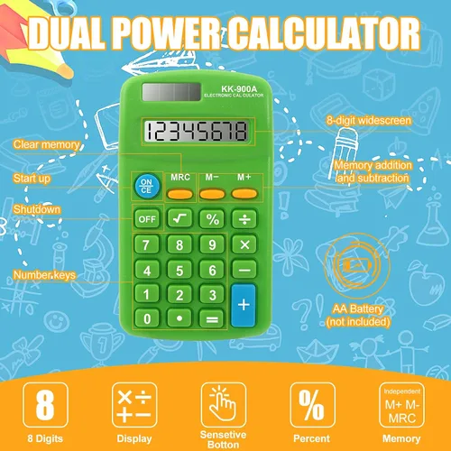 Vista 3 de Paquete de 30 calculadoras de bolsillo, mini calculadora de tamaño de bolsillo, calculadoras básicas de pantalla de 8 dígitos, calculadoras de 4