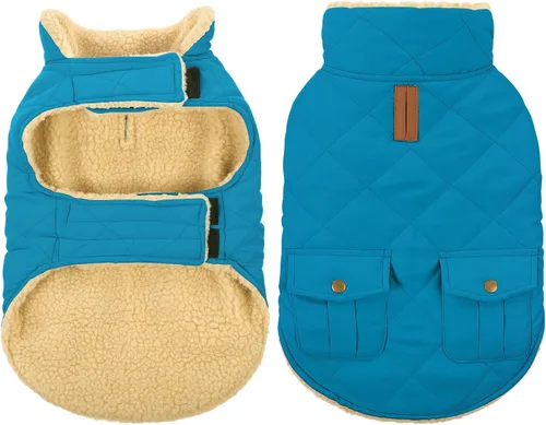 Vista 14 de Queenmore Abrigo de invierno para perro, chaqueta acolchada cálida e impermeable, con forro de felpa, chaleco térmico para clima frío, para perros
