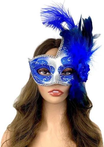 Vista 12 de Máscara de plumas venecianas para mujer, disfraz de Halloween, Mardi Gras, cosplay, fiesta de boda