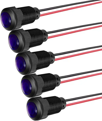 Vista 15 de Gebildet 5 piezas de luz piloto indicadora LED de plástico AC/DC 12-24V, tamaño del orificio de montaje 12 mm (rojo/naranja/azul/verde/blanco)