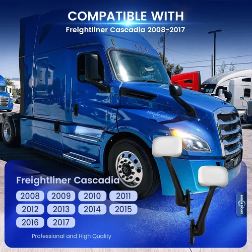 Vista 2 de High Soar Espejo de capó para Freightliner Cascadia 2008-2017, espejo de capó cromado para Freightliner Cascadia semi camiones, accesorios lado