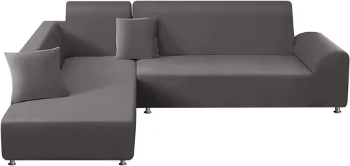 Vista 10 de Fundas de Sofá Seccional 2 Piezas Fundas Elásticas para Sofá Funda Deslizable en Forma de L para Sofá Chaise Funda Protectora de Muebles para Niños