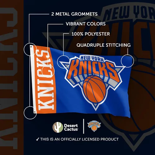 Vista 4 de Desert Cactus Bandera de los New York Knicks NBA National Basketball Association 100% poliéster para interiores y exteriores, 3 x 5 pies