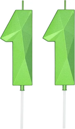 Vista 332 de DERVENTA Vela Grande de Cumpleaños Número 3D Verde Luminoso de 3.7 Pulgadas Celebración de Fiesta Aniversario Decoración Adorno para Pastel 1 Pieza