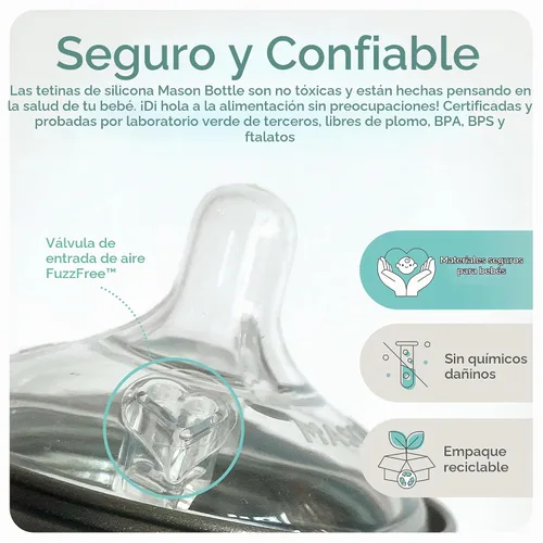 Vista 4 de Mason Bottle Tetinas de flujo medio (3 a 6 meses) – Tetinas de silicona para biberón, se adaptan a cualquier tarro Mason de boca regular