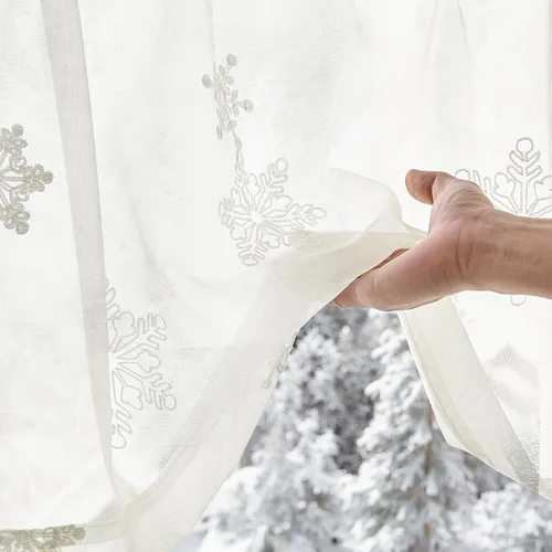 Vista 8 de jinchan Cenefa de cortinas de Navidad transparentes de copo de nieve de 18 pulgadas de largo, decoraciones de Navidad, tratamiento de ventana
